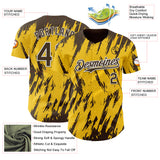 Custom Yellow Brown-White 3D Pattern Design Splatter Torn Sharp Brush Stroke Authentic Baseball Jersey