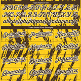 Custom Yellow Brown-White 3D Pattern Design Splatter Torn Sharp Brush Stroke Authentic Baseball Jersey