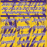 Custom Yellow Purple-White 3D Pattern Design Splatter Torn Sharp Brush Stroke Authentic Baseball Jersey