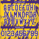 Custom Yellow Purple-White 3D Pattern Design Splatter Torn Sharp Brush Stroke Authentic Baseball Jersey