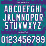 Custom Teal White-Purple 3D Pattern Design Splatter Torn Sharp Brush Stroke Authentic Baseball Jersey