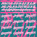 Custom Teal White-Pink 3D Pattern Design Splatter Torn Sharp Brush Stroke Authentic Baseball Jersey