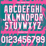 Custom Teal White-Pink 3D Pattern Design Splatter Torn Sharp Brush Stroke Authentic Baseball Jersey
