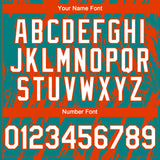 Custom Teal White-Orange 3D Pattern Design Splatter Torn Sharp Brush Stroke Authentic Baseball Jersey