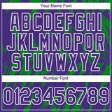 Custom Purple White-Grass Green 3D Pattern Design Splatter Torn Sharp Brush Stroke Authentic Baseball Jersey