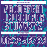Custom Purple White-Teal 3D Pattern Design Splatter Torn Sharp Brush Stroke Authentic Baseball Jersey