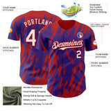 Custom Purple White-Red 3D Pattern Design Splatter Torn Sharp Brush Stroke Authentic Baseball Jersey
