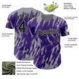 Custom Purple Gray 3D Pattern Design Splatter Torn Sharp Brush Stroke Authentic Baseball Jersey