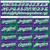 Custom Purple White-Kelly Green 3D Pattern Design Splatter Torn Sharp Brush Stroke Authentic Baseball Jersey