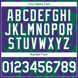 Custom Purple White-Kelly Green 3D Pattern Design Splatter Torn Sharp Brush Stroke Authentic Baseball Jersey