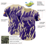 Custom Purple Cream 3D Pattern Design Splatter Torn Sharp Brush Stroke Authentic Baseball Jersey