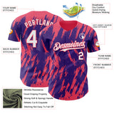 Custom Purple White-Neon Pink 3D Pattern Design Splatter Torn Sharp Brush Stroke Authentic Baseball Jersey