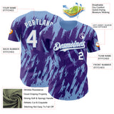 Custom Purple White-Light Blue 3D Pattern Design Splatter Torn Sharp Brush Stroke Authentic Baseball Jersey