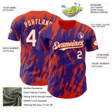 Custom Purple White-Orange 3D Pattern Design Splatter Torn Sharp Brush Stroke Authentic Baseball Jersey