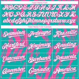 Custom Aqua White-Pink 3D Pattern Design Splatter Torn Sharp Brush Stroke Authentic Baseball Jersey