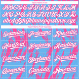 Custom Sky Blue White-Pink 3D Pattern Design Splatter Torn Sharp Brush Stroke Authentic Baseball Jersey