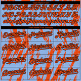 Custom Light Blue Orange-Black 3D Pattern Design Splatter Torn Sharp Brush Stroke Authentic Baseball Jersey