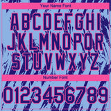 Custom Light Blue Dark Purple-Pink 3D Pattern Design Splatter Torn Sharp Brush Stroke Authentic Baseball Jersey