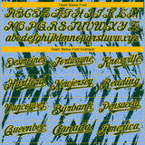 Custom Light Blue Green-Gold 3D Pattern Design Splatter Torn Sharp Brush Stroke Authentic Baseball Jersey