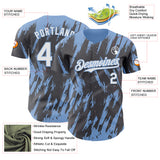 Custom Steel Gray White-Light Blue 3D Pattern Design Splatter Torn Sharp Brush Stroke Authentic Baseball Jersey