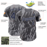 Custom Steel Gray Navy-Gray 3D Pattern Design Splatter Torn Sharp Brush Stroke Authentic Baseball Jersey