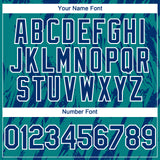 Custom Teal US Navy Blue-White 3D Pattern Design Splatter Torn Sharp Brush Stroke Authentic Baseball Jersey