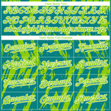 Custom Teal Neon Green-White 3D Pattern Design Splatter Torn Sharp Brush Stroke Authentic Baseball Jersey