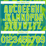 Custom Teal Neon Green-White 3D Pattern Design Splatter Torn Sharp Brush Stroke Authentic Baseball Jersey