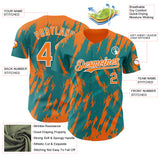 Custom Teal Bay Orange-White 3D Pattern Design Splatter Torn Sharp Brush Stroke Authentic Baseball Jersey