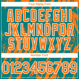 Custom Teal Bay Orange-White 3D Pattern Design Splatter Torn Sharp Brush Stroke Authentic Baseball Jersey