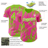 Custom Pink Neon Green-White 3D Pattern Design Splatter Torn Sharp Brush Stroke Authentic Baseball Jersey