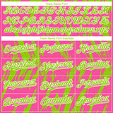 Custom Pink Neon Green-White 3D Pattern Design Splatter Torn Sharp Brush Stroke Authentic Baseball Jersey