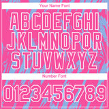 Custom Pink White-Light Blue 3D Pattern Design Splatter Torn Sharp Brush Stroke Authentic Baseball Jersey