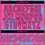 Custom Pink Black-Sky Blue 3D Pattern Design Splatter Torn Sharp Brush Stroke Authentic Baseball Jersey