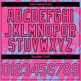 Custom Pink Black-Light Blue 3D Pattern Design Splatter Torn Sharp Brush Stroke Authentic Baseball Jersey