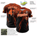 Custom Black Orange-White Distressed Scratch Brush Stroke Authentic Baseball Jersey
