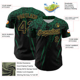 Custom Black Kelly Green-Old Gold Distressed Scratch Brush Stroke Authentic Baseball Jersey
