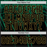 Custom Black Kelly Green-Old Gold Distressed Scratch Brush Stroke Authentic Baseball Jersey