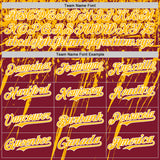 Custom Crimson Gold-White Distressed Scratch Brush Stroke Authentic Baseball Jersey