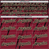 Custom Crimson Black-Cream Distressed Scratch Brush Stroke Authentic Baseball Jersey