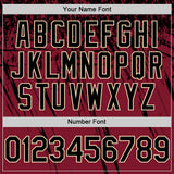 Custom Crimson Black-Cream Distressed Scratch Brush Stroke Authentic Baseball Jersey