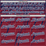 Custom Crimson Navy-White Distressed Scratch Brush Stroke Authentic Baseball Jersey