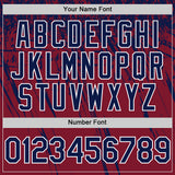 Custom Crimson Navy-White Distressed Scratch Brush Stroke Authentic Baseball Jersey