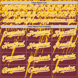 Custom Burgundy Gold-White Distressed Scratch Brush Stroke Authentic Baseball Jersey