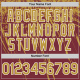 Custom Burgundy Old Gold-White Distressed Scratch Brush Stroke Authentic Baseball Jersey