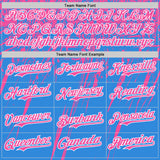 Custom Electric Blue Pink-White Distressed Scratch Brush Stroke Authentic Baseball Jersey
