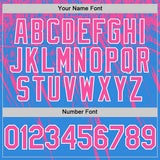 Custom Electric Blue Pink-White Distressed Scratch Brush Stroke Authentic Baseball Jersey