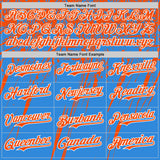 Custom Electric Blue Orange-White Distressed Scratch Brush Stroke Authentic Baseball Jersey
