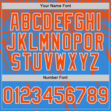 Custom Electric Blue Orange-White Distressed Scratch Brush Stroke Authentic Baseball Jersey