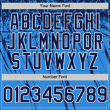 Custom Electric Blue Navy-White Distressed Scratch Brush Stroke Authentic Baseball Jersey